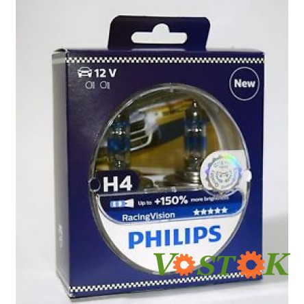 Лампа H4 12V 60/55W P43T-38 RACING VISION+150% (2 шт)