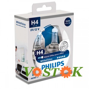 Лампа H4 12V 60/55W P43T-38 WHITE VISION+60% (4300K) H4+2W5W (2 шт.)