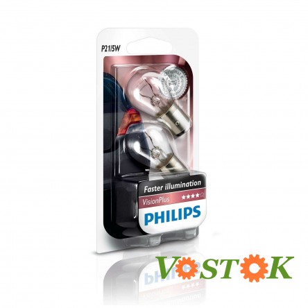 Лампа P21/5W 12V 21/5W BAY15D VISIONPLUS (блістер 2 шт)