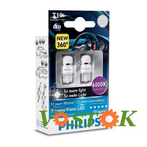 Лампа LED W5W WBT10 6000K 12V 1W (2 шт) 127996000 X-treme ком-т VISION (термін служби 12 років)