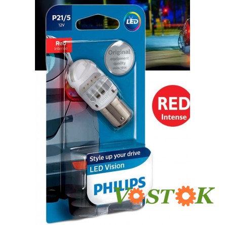 Лампа P21/5W LED RED 12836 12V (блістер 1 шт)