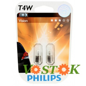 Лампа T4W 12V 4W BA9S T8,5x24,5 (блістер 2 шт)