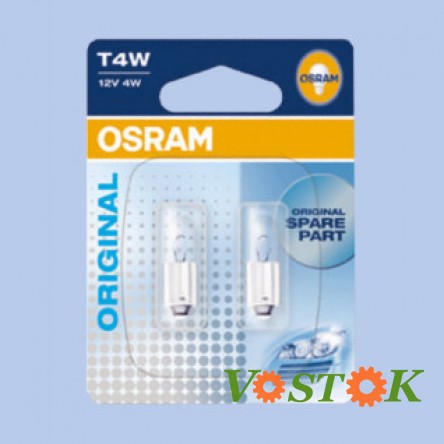 Лампа T4W 12V 4W BA9s  (блістер, 2 шт)
