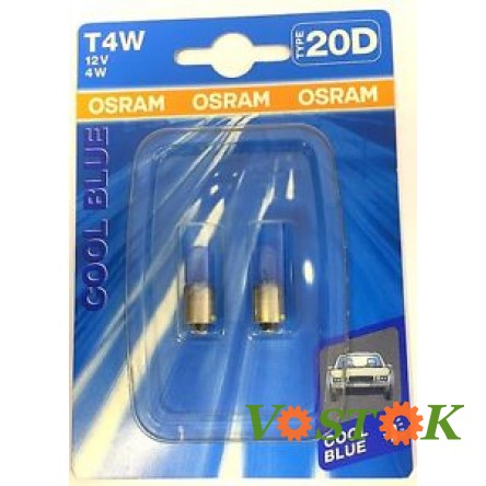 Лампа T4W 12V 4W BA9s CB 4000к (блістер, 2 шт)